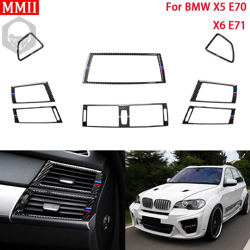 RRX для BMW X5 E70 X6 E71 2008-2013 углеродное волокно, внутреннее воздуховыпускное отверстие, противозапотевающая фурма, навигационная панель, декоративная накладка
