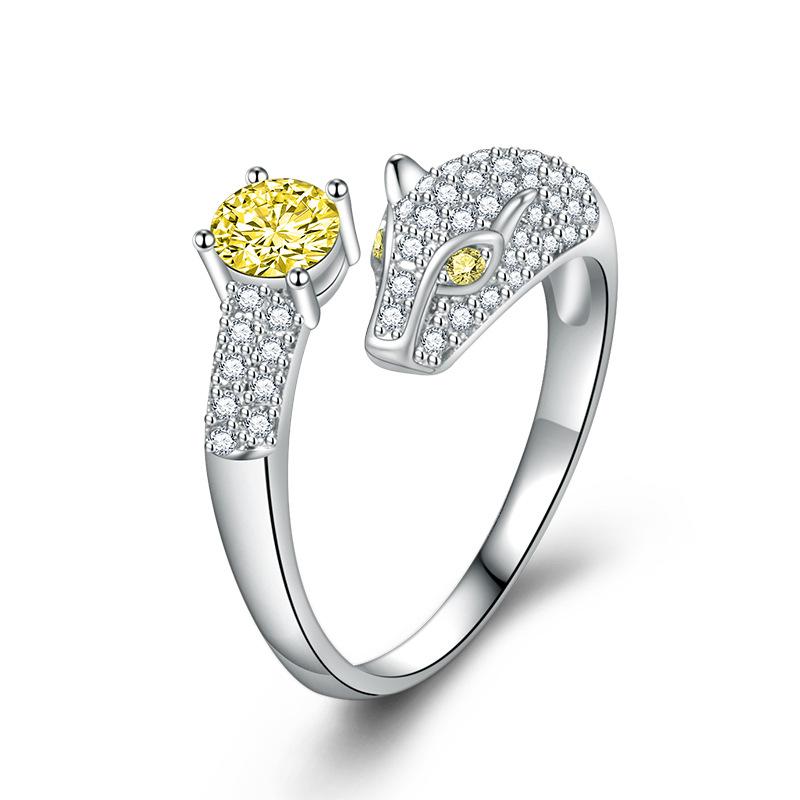 POMOiii Кольцо с головой леопарда, открывающиеся кольца изменяемого размера для женщин, циркон, помолвка, ювелирные изделия, подарок