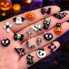 15grid/90pcs 3D Cute Halloween Pumpkin/Skull/Ghost/Cross Nail Gems Black Cat Bow Bat Nail Charms Resin Flatback Halloween Nails