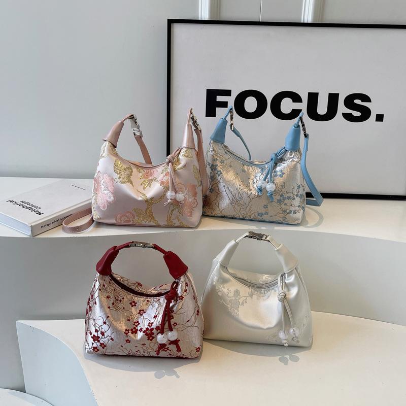 Новая женская сумка с вышивкой в китайском стиле 2024 года, новая модная сумка-мессенджер на одно плечо в иностранном стиле с принтом, переносная сумка для пельменей