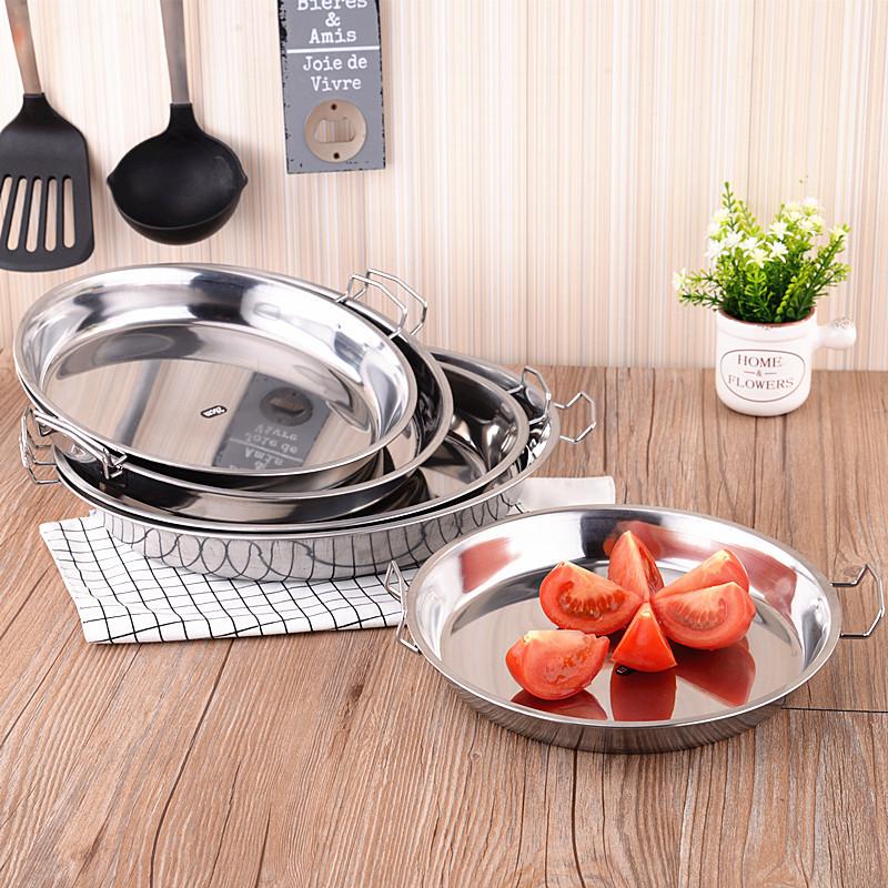 Круглая форма для приготовления холодной лапши из нержавеющей стали, поднос для сервировки риса на пару, кухонный поддон для хранения пельменей, пирожных, кондитерских изделий с тарелкой в виде ушей