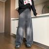 Джинсы JYL мужские широкие винтажные стиранные американские уличные клёш от бедра джинсовые