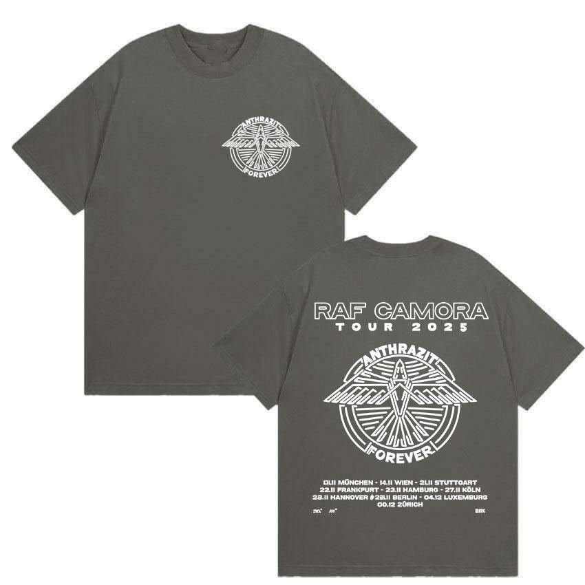 Мерч тура рэпера Raf Camora 2025 Мужская хип-хоп футболка оверсайз из хлопка Футболки в ретро-стиле Готическая модная футболка Уличная одежда