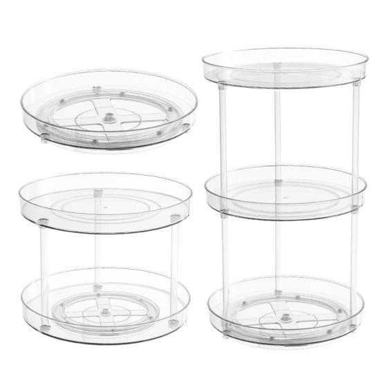 Yousheng Clear Spice Rack Lazy Susan Turntable Многоуровневая вращающаяся на 360 градусов полка для приправ Кухонный органайзер для столешницы