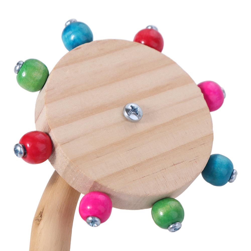 Natural Wooden Parrot Rotating Windmill Station Rod Colorful Birds Standing Perch Toy Budgies