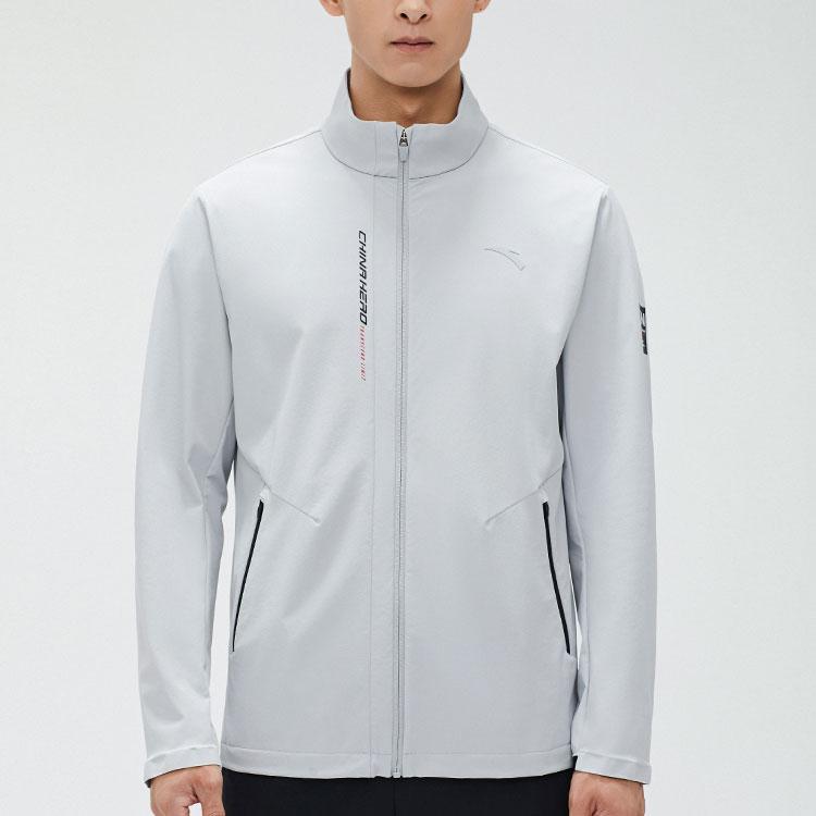 Anta Обычная легкая куртка на молнии с воротником-стойкой, мужская куртка, грязно-серая 152337623-3