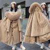 Women Winter Jacket Hooded X-Long Thick Faux Fur Padded Parkas Woman Distachable Plus Size Coat