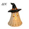 Holiday Atmospheric Night Lights Witch Hat Ghost Tealight Candle Holder, Vintage Resin Halloween Tabletop Decor Rustic Pastoral Theme Ornaments