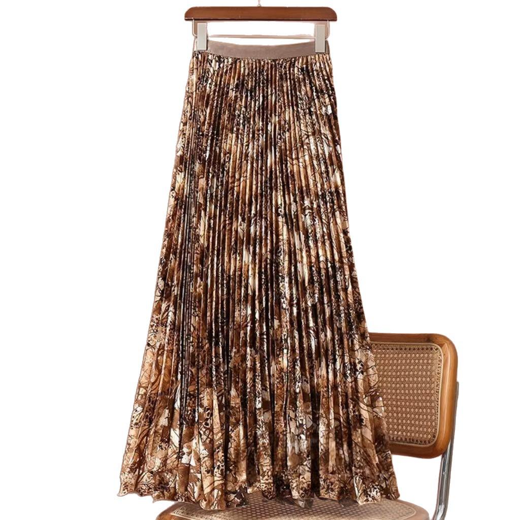 Текстурированная плиссированная юбка миди в корейском стиле - Высокая талия, А-силуэт, Универсальная для работы