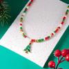 Christmas Themed Bead Necklace Featuring Santa Pendant Festive Color Jewelry For Holiday Gatherings And Outfit Styling