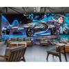 3d Wallpaper Street Graffiti Mural Sports Car Decoration Tv 3d Living Room Background Wall Paper