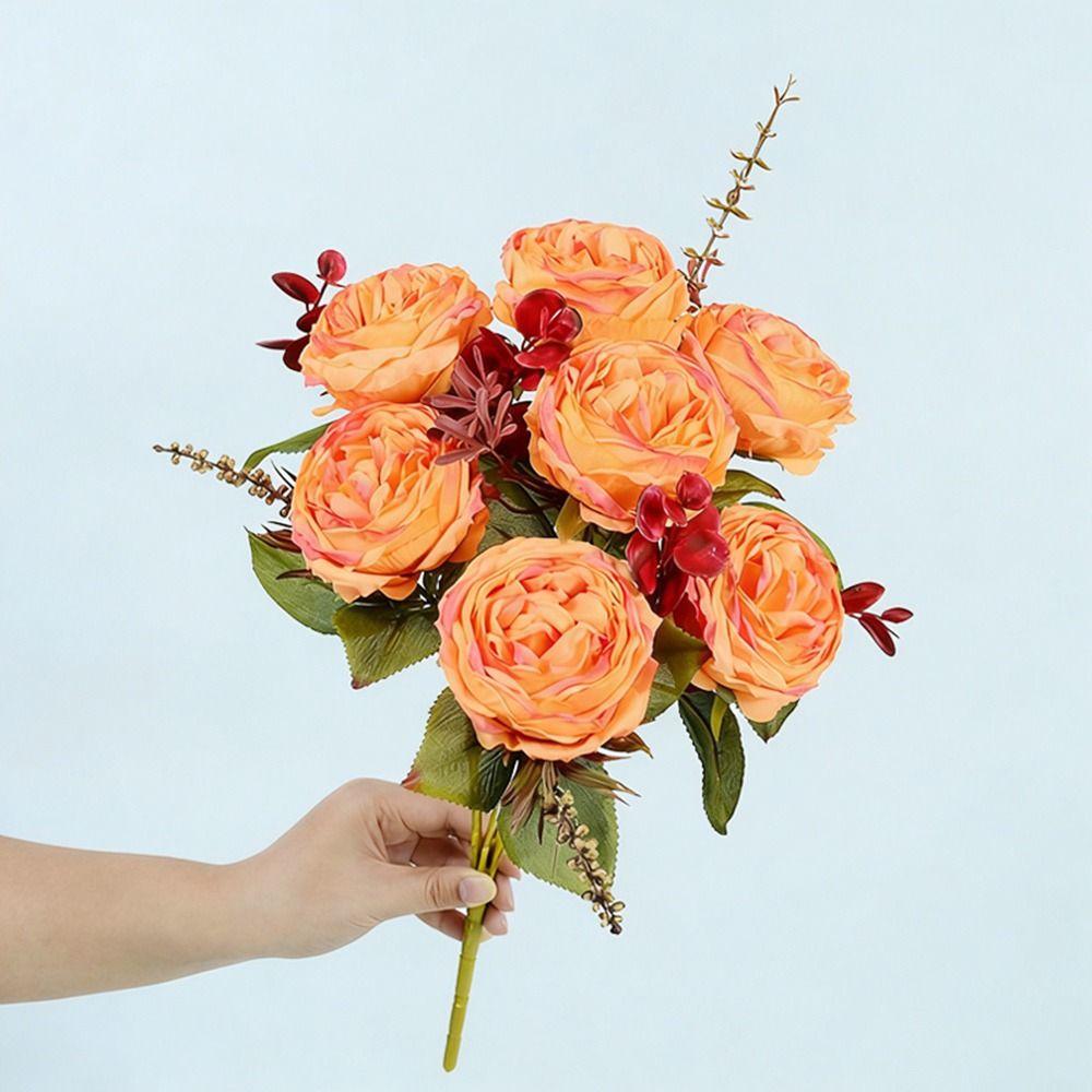 7 Heads Simulation Flower Rose Silk Petals Faux Flower Rose Artificial Flowers Home Decoration