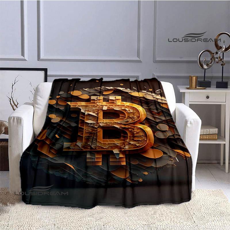 Bitcoin Fashion Printed Blanket Kids Warm Blanket Flannel Soft Cozy Blanket Sofa Bed Blanket Travel Blanket Birthday Gift