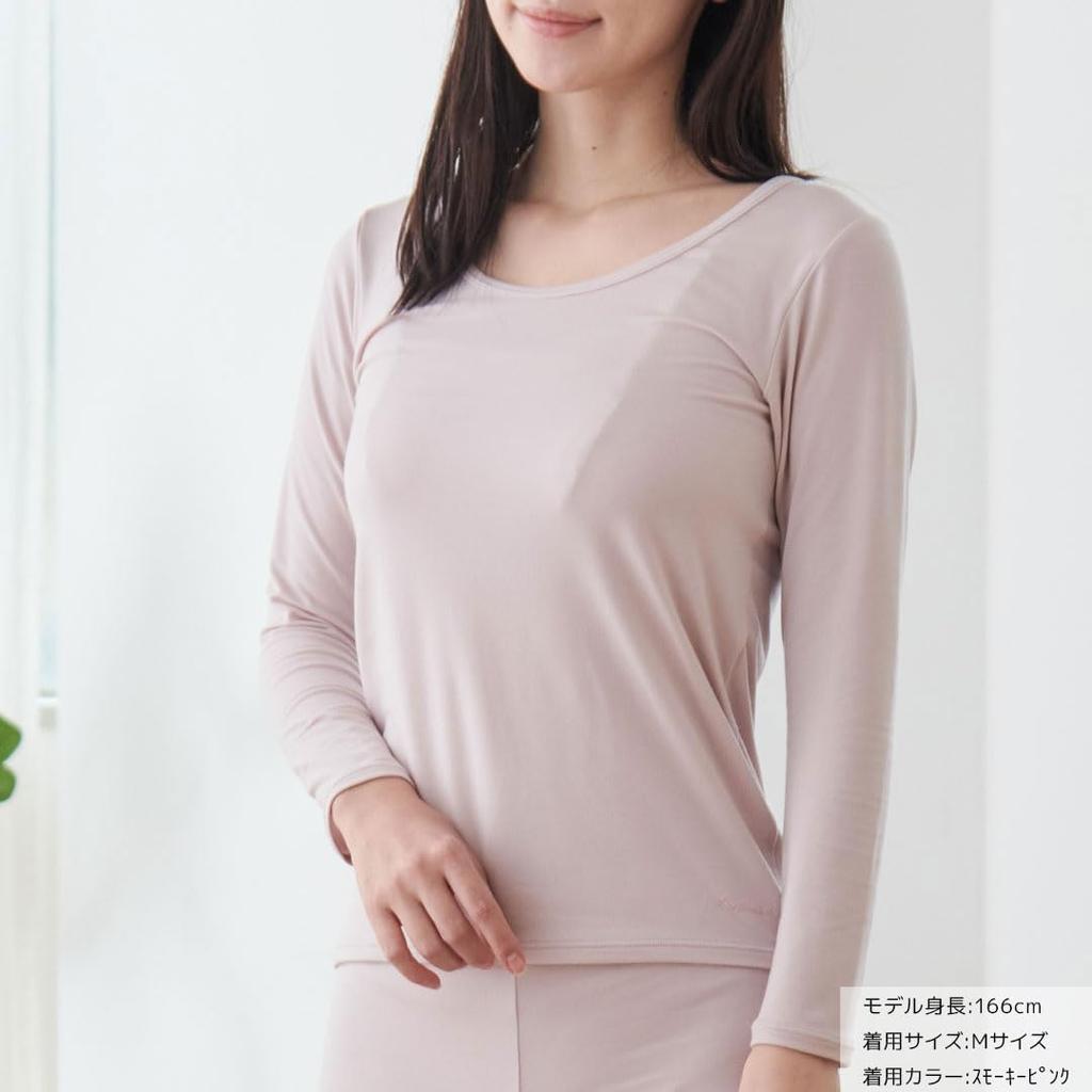 Venex Recovery Home Smoky Size M Women's Wear, U-Neck, 3/4 Sleeve, Innerwear, Pink,