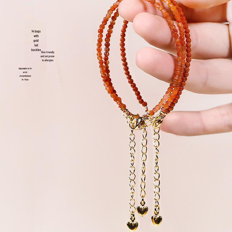 Нанхонг Агат Красная Нить Женский Простой Кристальный Браслет - Изысканный Нишевый Дизайн