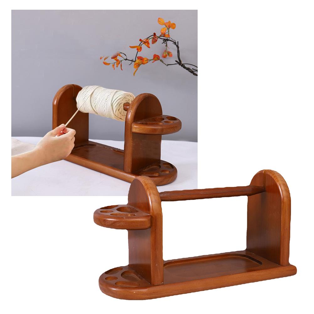 Деревянная стойка для катушек из шерсти, вспомогательный инструмент для вязания, фиксированная стойка для хранения инструментов из шерсти, швейная стойка для хранения катушек и шерсти, настольная бытовая K6W9