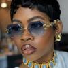 Y2K Rimless Octagon Sunglasses Women Men Luxury Vintage Punk Gold Leopard Head UV400 Sun Glasses