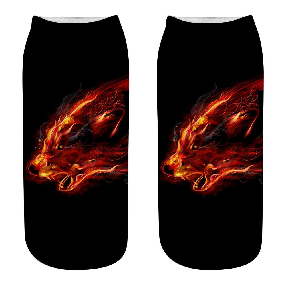 Серия Дикий Волк Унисекс Носки Женские Смешные Мультяшные Животные Милые 3D Принт Носки-следки Мода Панк Готика Клубные Носки