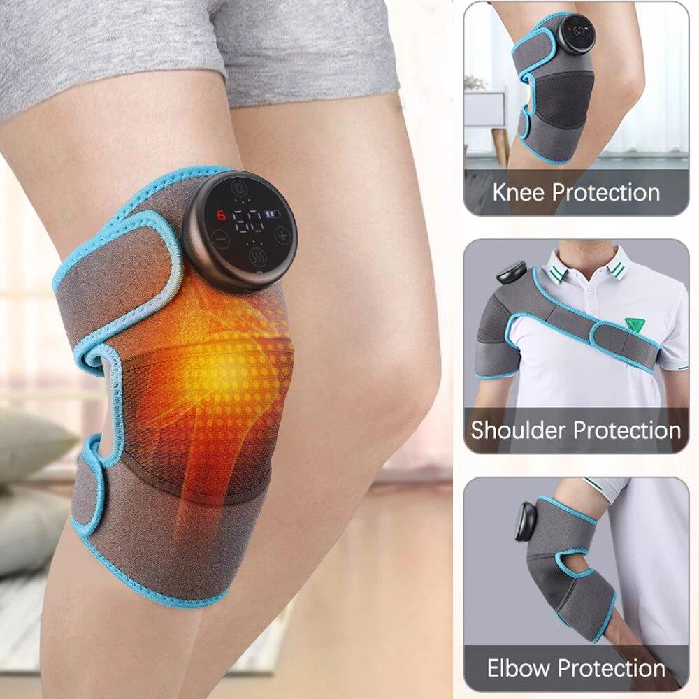 Electric Knee Massager Belt Heating Pad Vibration Shoulder Massager Arthritis Physiotherapy Massage Knee Pad Pain Relief