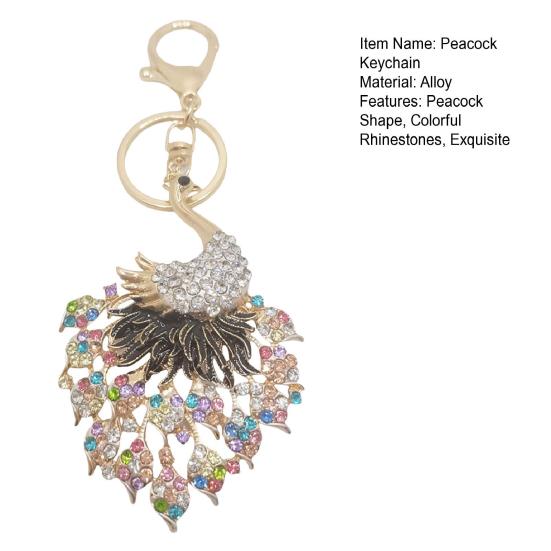 Роскошный автомобильный брелок в форме павлина, красочные инкрустированные стразами брелок для ключей, сумка, сувенир, очаровательные модные аксессуары