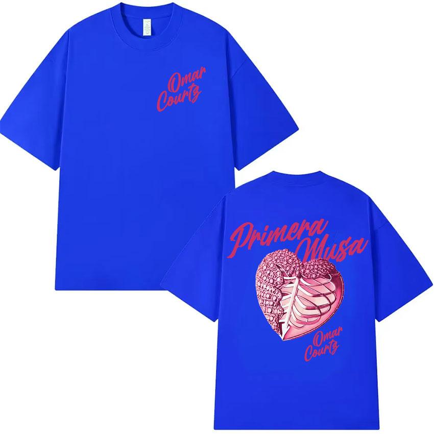 Rapper Omar Courtz Primera Musa 2025 Heart Graphic Tshirt Mens Clothing Hip Hop T Shirt Summer Top Oversized Tshirts Streetwear