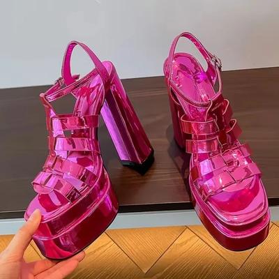 Мода 2024 Женские туфли на высоком каблуке Двойные водонепроницаемые сандалии на платформе для женщин Дизайнерский летний бренд класса люкс Массивные туфли и обувь