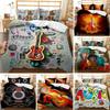 Top Guitar Duvet Cover Set Twin Rock Music Comforter Cover Set Hip Hop Hippie Quilt Cover Blue Guitar Polyester Bedding Set