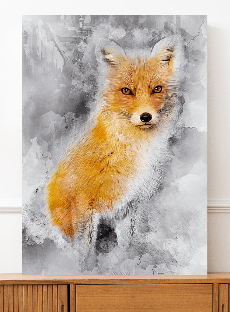 Плакат рыжая лиса абстракция