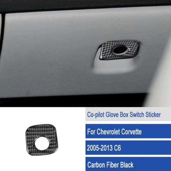 For Corvette C6 2005-2013 Carbon Fiber Copilot Glove Box Button Cover Sticker
