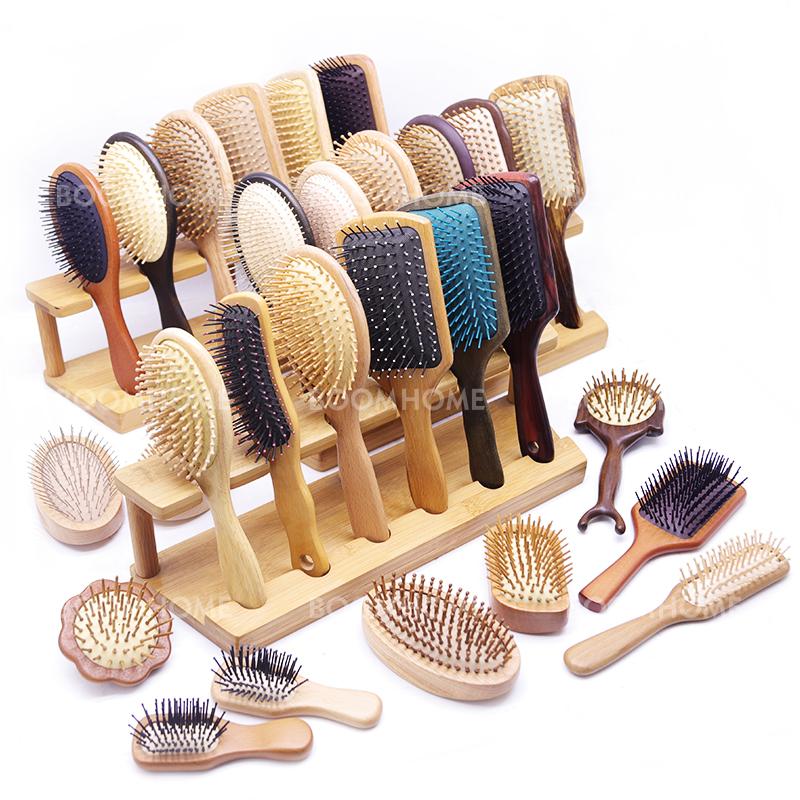 Small Size Wood Pocket Brush Hair for Kids Hair Comb Extensions for Girl Custom logo Natural Wood Steel Needle