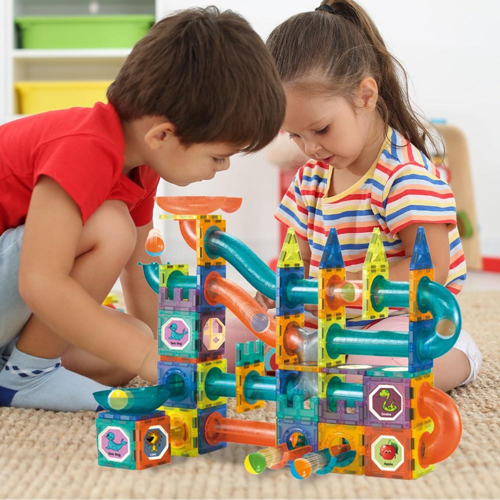 110-Piece 3D Magnetic Building Blocks Glowing Ball Track