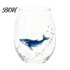 Stylish Nautical Themed Cup Marine Animal Theme Clear Glass Tumbler, Handcrafted Painted Glassware, Elegant Celebration Gift Creative Unique Drinking