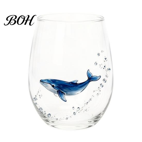 Stylish Nautical Themed Cup Marine Animal Theme Clear Glass Tumbler, Handcrafted Painted Glassware, Elegant Celebration Gift Creative Unique Drinking