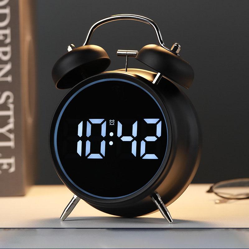 Student Alarm Clock with Extra Loud Metal Chime - Essential for Heavy Sleepers Multi-Functional Plug-In Clock for Kids