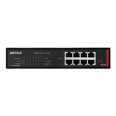 Корпоративный коммутатор Buffalo Giga, совместимый с PoE Layer2, Smart Lite, 8 портов BS-GSL2008P