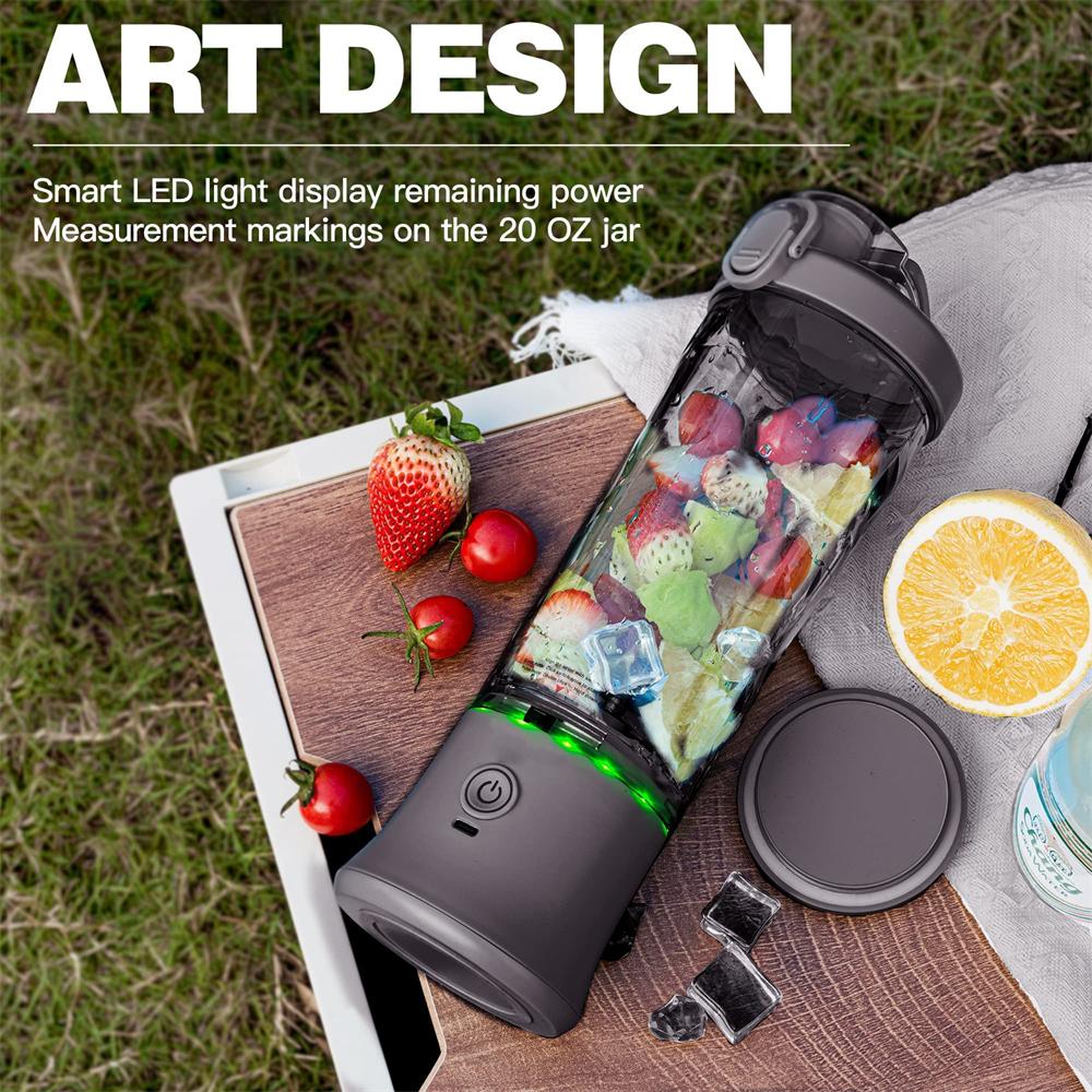 600ML Electric Portable Blender Smoothies USB Rechargeable 4000mAh Powerful Ice Crush Fresh Fruit Juicer Mini Personal Blender