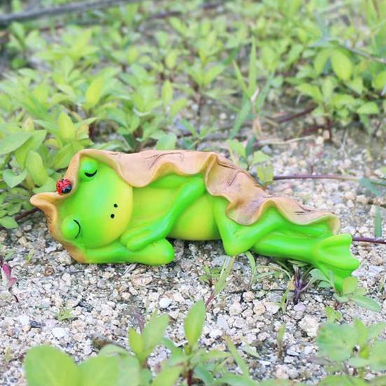 Фигурка лягушки из смолы, украшение для кашпо, статуэтка лягушки, украшение для сада на открытом воздухе, скульптура лягушки для патио, двора, сада фей, украшение для дома