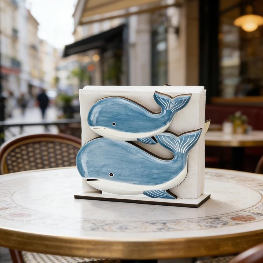 Summer Ocean Ocean Theme Wooden Napkin Holder Decorative Fish Shaped Tissue Box Large Capacity Tissue Holder Restaurant