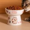 Ceramic Pet High Foot Bowl Cute Dog Food Feeding Basin Pet Drinking Feeder Neck Protection