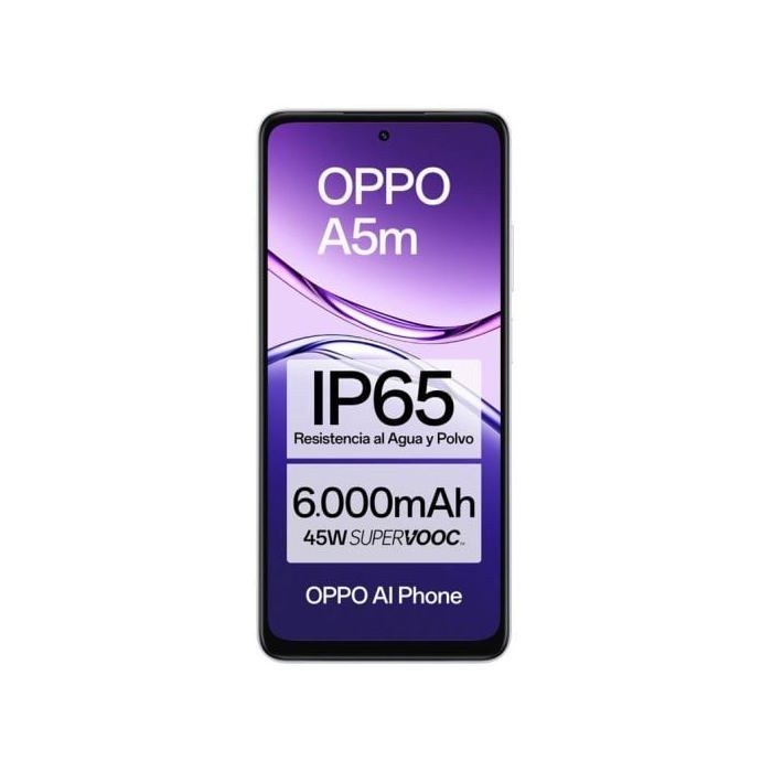 Smartphone OPPO A5m 8GB 256GB 6.67" HD+ IP65 Snapdragon 6s Batería 6000mAh Carga Rápida 45W Blanco