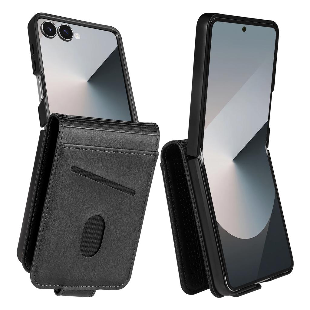 AZNS Чехол для Samsung Galaxy Z Flip7 5G с держателем для карт, текстура коровьей кожи, ПК + ПУ кожа, чехол для телефона