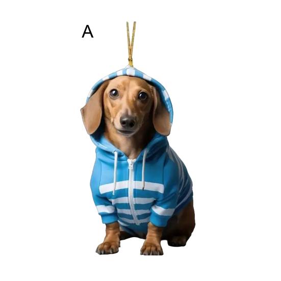 Игривая акриловая подвеска-украшение для автомобиля с собакой на Рождество