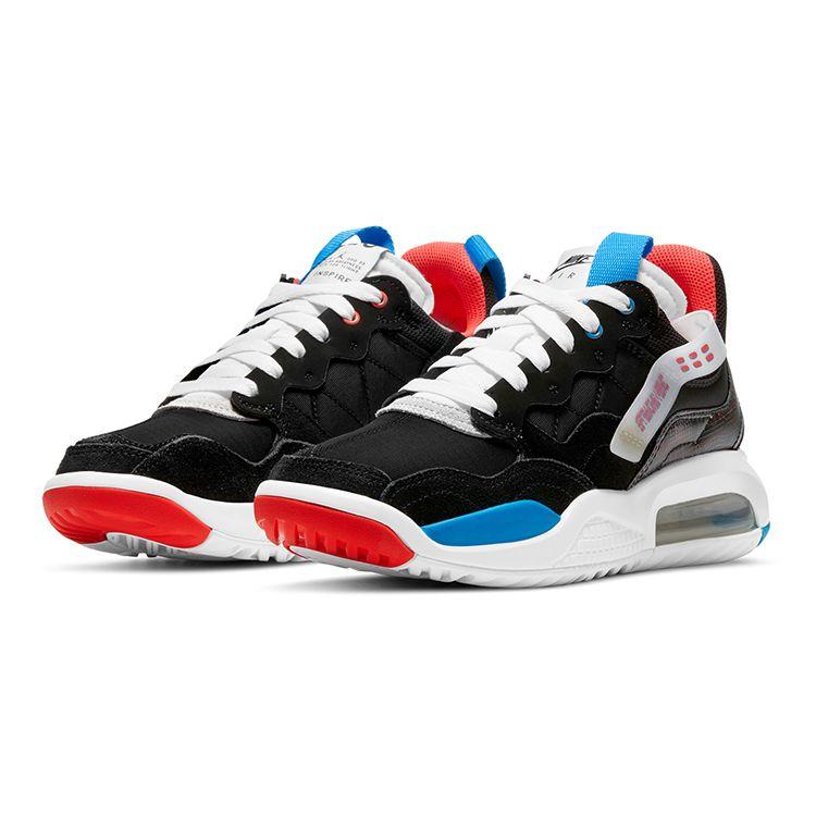 Jordan MA2 Синтетическая кожа Цветной блок Ткань Нескользящие Амортизирующие Износостойкие Низкие Кроссовки для бега Детские кроссовки Черный Синий Красный CZ9708-014