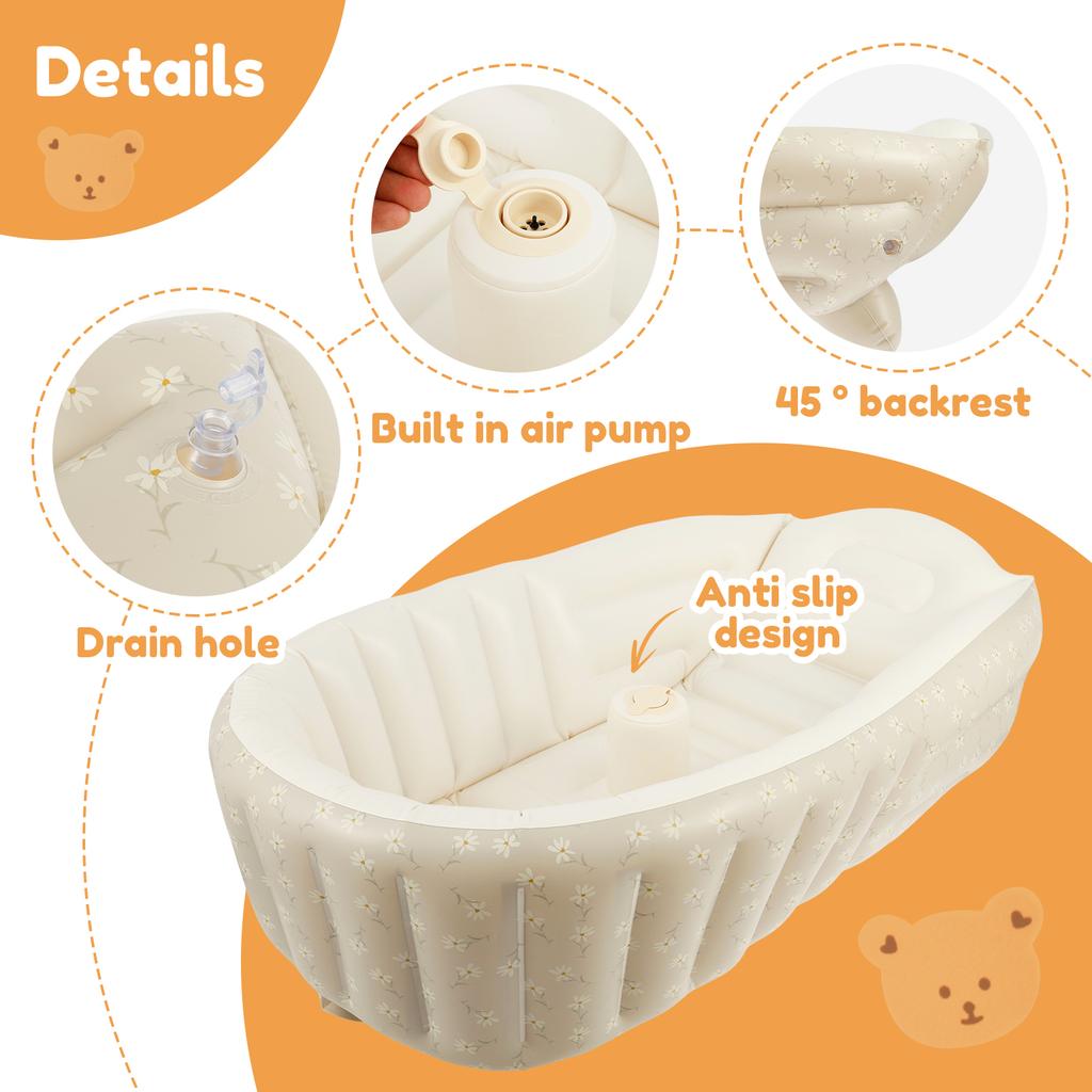 Детская надувная ванночка Детский портативный надувной бассейн для улицы Нескользящая детская ванночка ПВХ Складное обучающее сиденье для дома