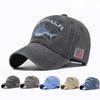Fashion New High Quality Wash Cotton America FlagShark Men's Baseball Cap Women Snapback HatsFor Men Bone Hip Hop Dad Hat Gorras