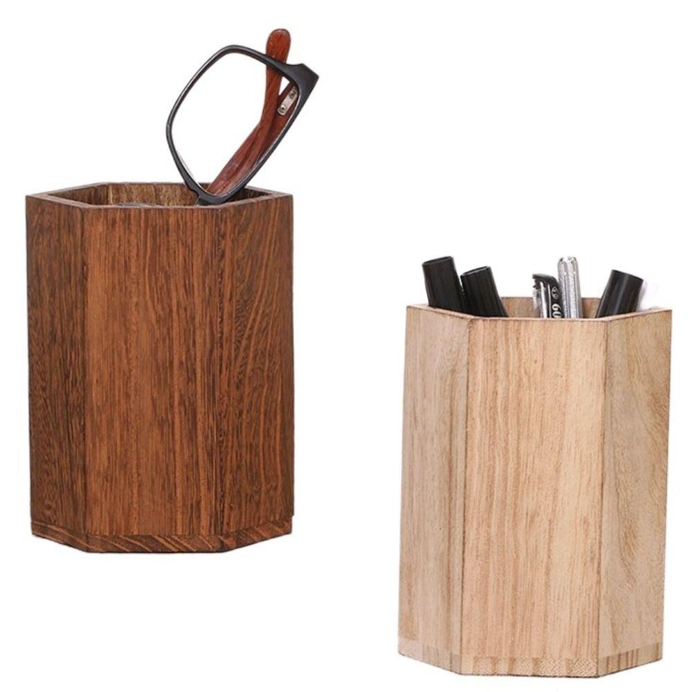 Desktop Storage Wooden Pen Holders INS Style Large Capacity Pen Holder Box Multifunctional Wooden Pencil Organizer