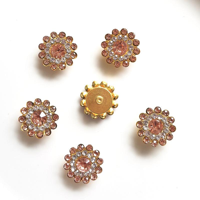 100pcs 14mm Round Plum Blossom Drill Triple Diamond Buckle Multicolor Flower Beads Round DIY Hair Accessories Colorful Double Layer Flower Rhinestones