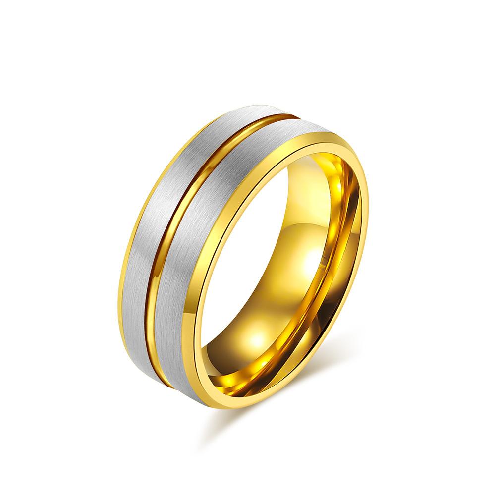 Кольцо из вольфрамовой стали с прорезью 8 мм для мужчин, модный аксессуар в стиле легкой роскоши, персонализированный, двухцветный, вольфрамовое золото, устойчивый к царапинам