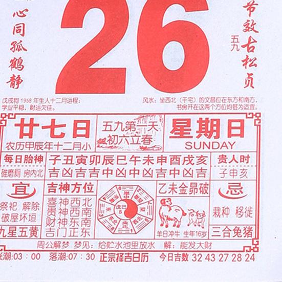 Yousheng 2026 Chinese Daily Calendar Annual Wall Calendar The Year of Horse Feng Shui Chinese Lunar Date 365 Pages One Page Per Day Calendar