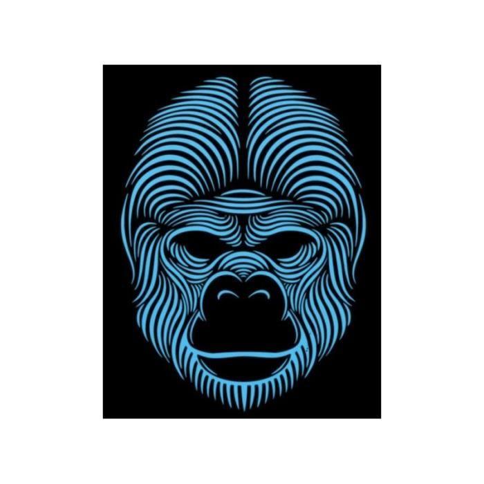 Masque de Gorille à Led - ATOSA - Accessoire de Déguisement - Noir - Mixte - Adulte